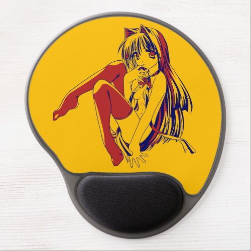 American Manga Neko Catgirl Kawaii Anime Gel Mouse Pad