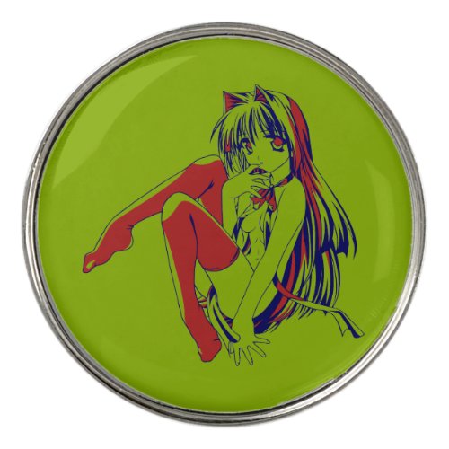 American Manga Neko Catgirl Kawaii Anime Golf Ball Marker