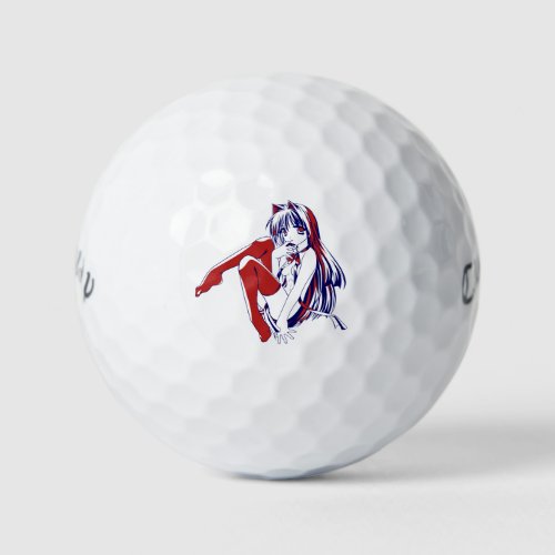 American Manga Neko Catgirl Kawaii Anime Golf Balls