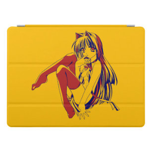 Kawaii Anime Neko Cat Girl With white hair iPad Case & Skin for