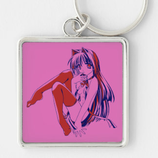 American Manga Neko Catgirl Kawaii Anime Keychain