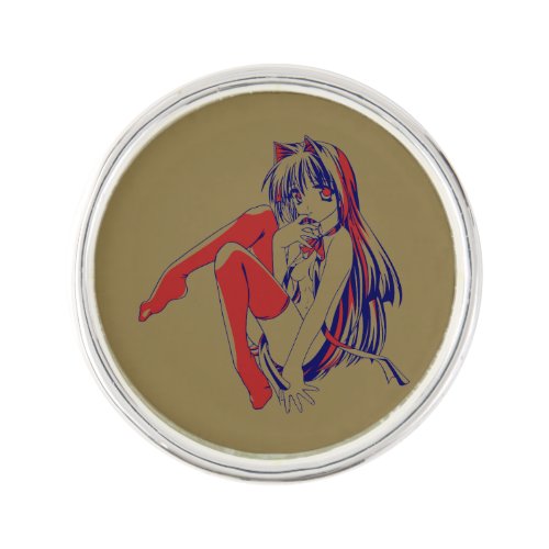 American Manga Neko Catgirl Kawaii Anime Lapel Pin