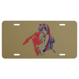 American Manga Neko Catgirl Kawaii Anime License Plate