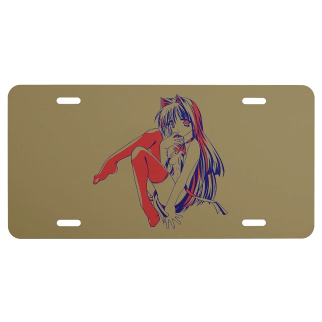 American Manga Neko Catgirl Kawaii Anime License Plate (Front)