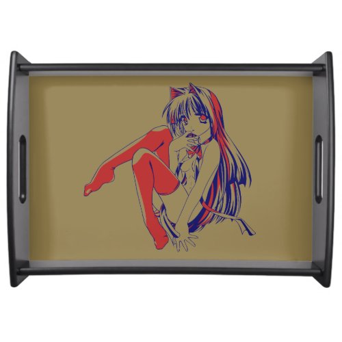 American Manga Neko Catgirl Kawaii Anime Serving Tray