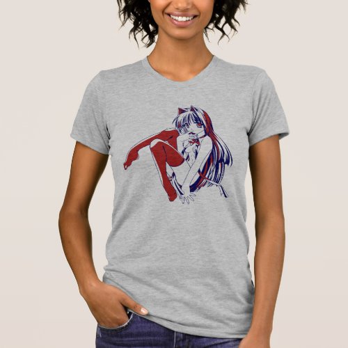 American Manga Neko Catgirl Kawaii Anime T_Shirt