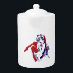 American Manga Neko Catgirl Kawaii Anime Teapot<br><div class="desc">The image is a manga-style pin-up that smolders with the playful allure of a seductive neko girl. With a wink that promises mischief, she leans in, her long, flowing hair cascading down like a silken waterfall that caresses her curvaceous figure. Playful features, accented by a pair of cat-ear styled locks,...</div>