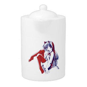 American Manga Neko Catgirl Kawaii Anime Teapot