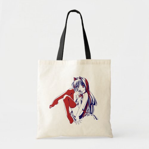 American Manga Neko Catgirl Kawaii Anime Tote Bag