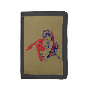 American Manga Neko Catgirl Kawaii Anime Tri-fold Wallet