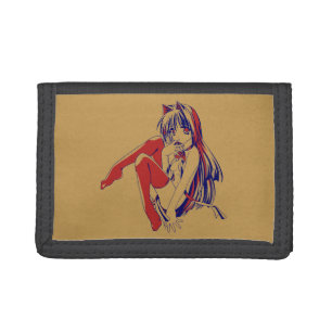 American Manga Neko Catgirl Kawaii Anime Trifold Wallet