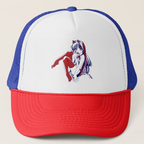 American Manga Neko Catgirl Kawaii Anime Trucker Hat