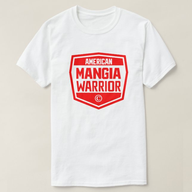 American Mangia Warrior -  w/ Black Shield Logo T-Shirt (Design Front)