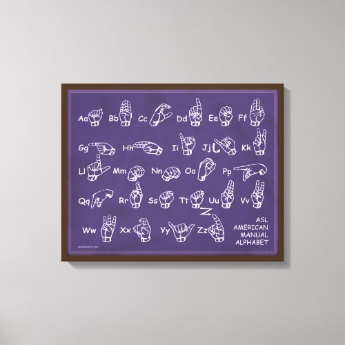 American Manual Alphabet Purple Canvas Print