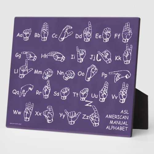 American Manual Alphabet Purple Plaque