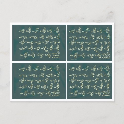 American Manual Alphabet x4 Postcard