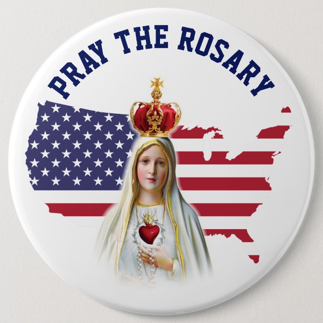 American Map Flag USA Holy Rosary Button (Front)