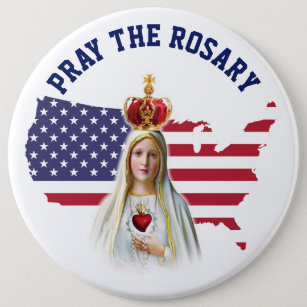 American Map Flag USA Holy Rosary Button