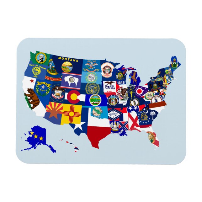 American Map State Flags Mosaic Magnet (Horizontal)