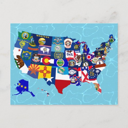 American Map State Flags Mosaic Postcard