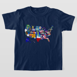 American Map State Flags Mosaic T-Shirt