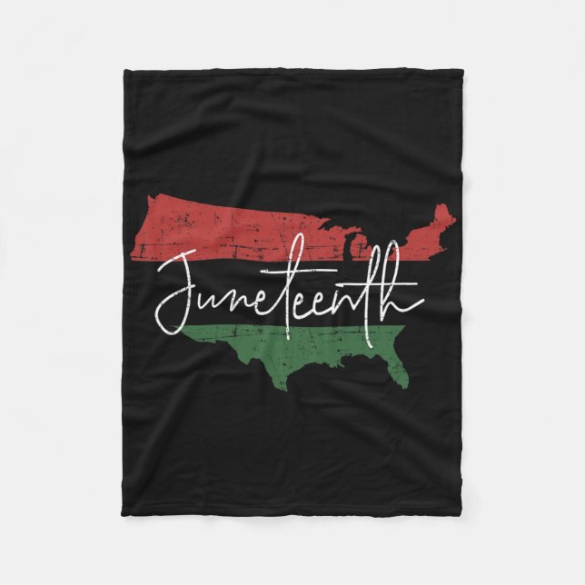 American Map With Pan African Flag For Juneteenth  Fleece Blanket (Front)