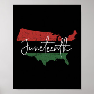 American Map With Pan African Flag For Juneteenth Poster