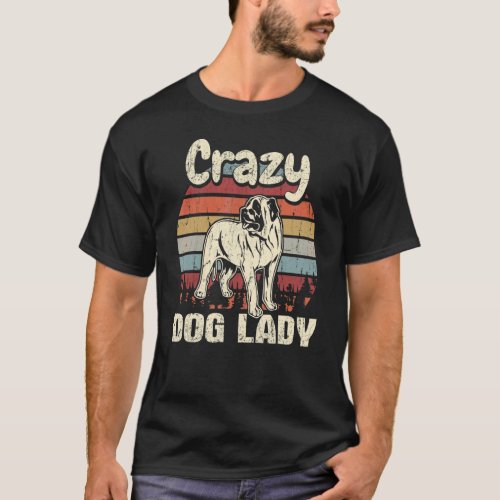 American Mastiff  Crazy Dog Lady Vintage Mothers  T_Shirt