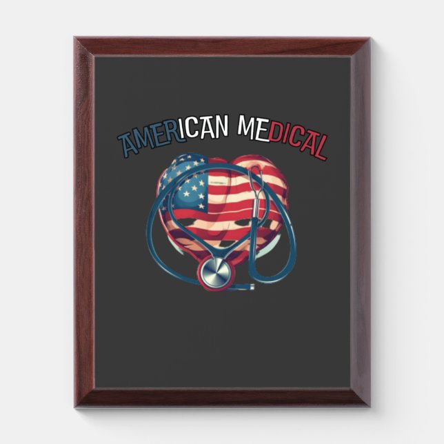 american medical, happy 4th july, cartoon award plaque (Vertical)