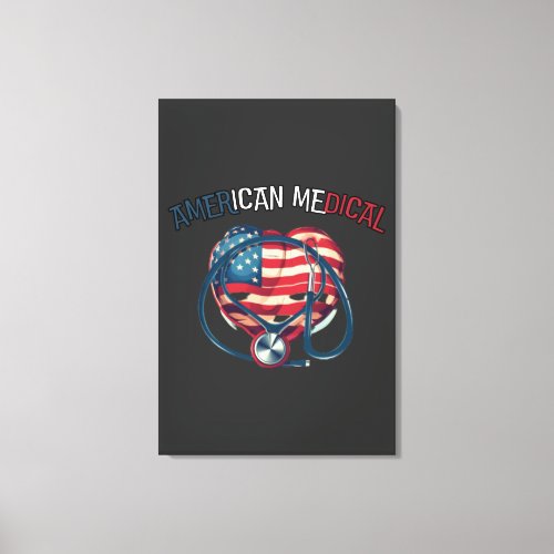 american medical happy 4th july cartoon canvas print