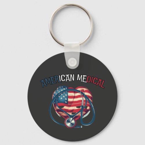 american medical happy 4th july cartoon keychain