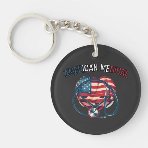 american medical happy 4th july cartoon keychain