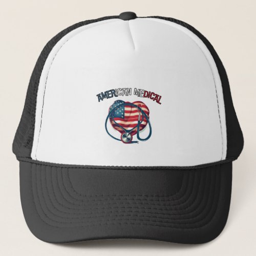 american medical happy 4th july cartoon trucker hat
