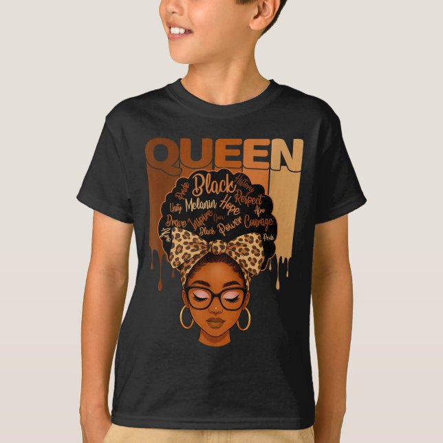 American Melanin History Queen Black African T-Shirt (Front)