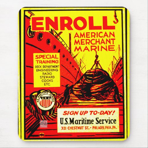 American Merchant Marine_Enroll Today Playing Card Mouse Pad