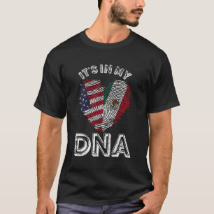 American Mexican Dna Fingerprint Heart Usa Mexico T-Shirt
