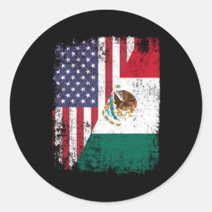 American Mexican Roots Half American Usa Mexico Fl Classic Round Sticker