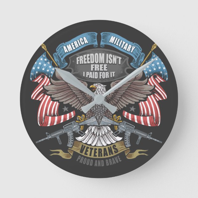 American Military with Eagle Acrylic Wall Clock (Front)
