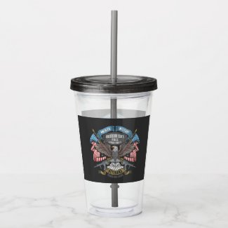 American Military with Flag and Eagle   Acrylic Tumbler