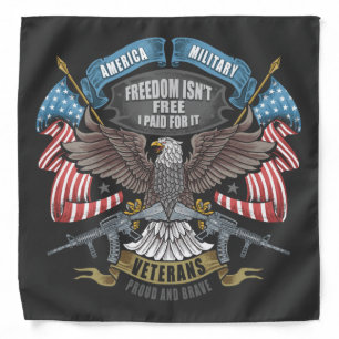 American Military With Flag, and Eagle Bandana