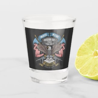 American Military with Flag and Eagle    Shot Glass