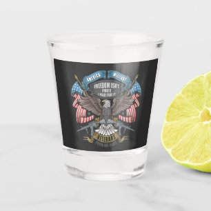 American Military with Flag and Eagle    Shot Glass