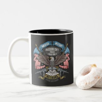 American Military with Flag and Eagle Two-Tone Coffee Mug