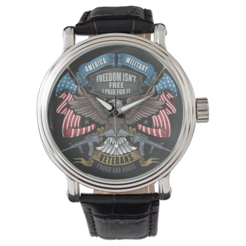 American Military with Flag and Eagle Watch