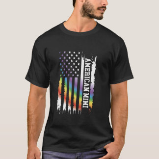 American Mimi United States Distressed Rainbow w U T-Shirt