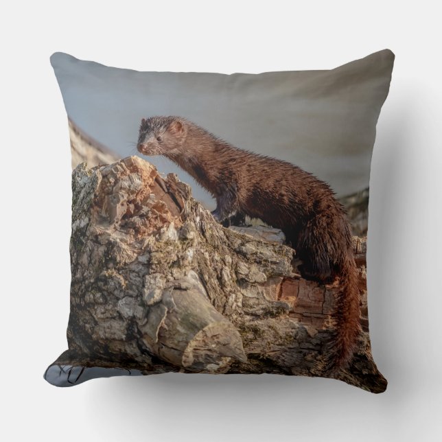 American Mink Throw Pillow (Front)