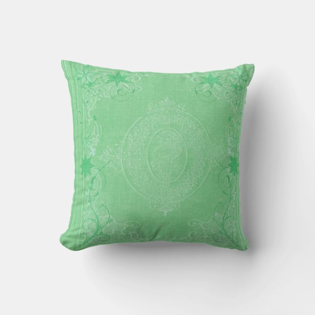American MoJo Pillows Mint Green Antique Scroll (Front)