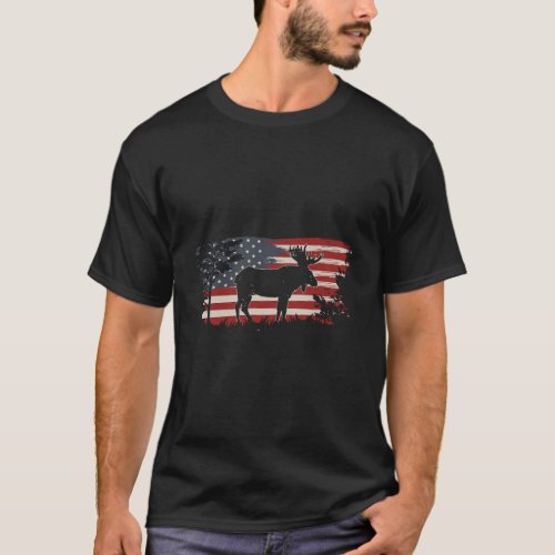 American Moose Gift Design Idea Usa Flag T_Shirt