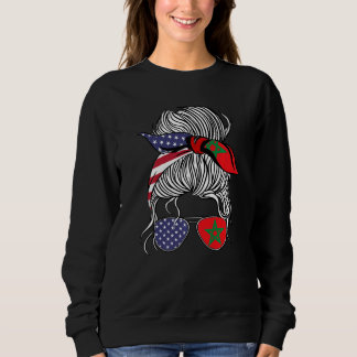 American Moroccan Patriot Flag Women Girl Morocco  Sweatshirt