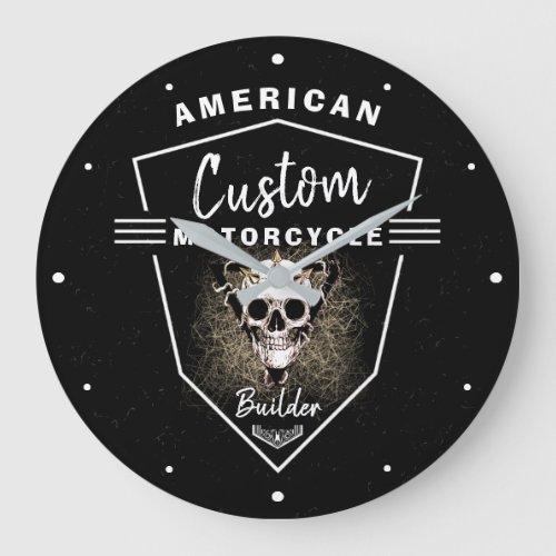 American Motorcycle Builder Custom Skull Cool   Large Clock